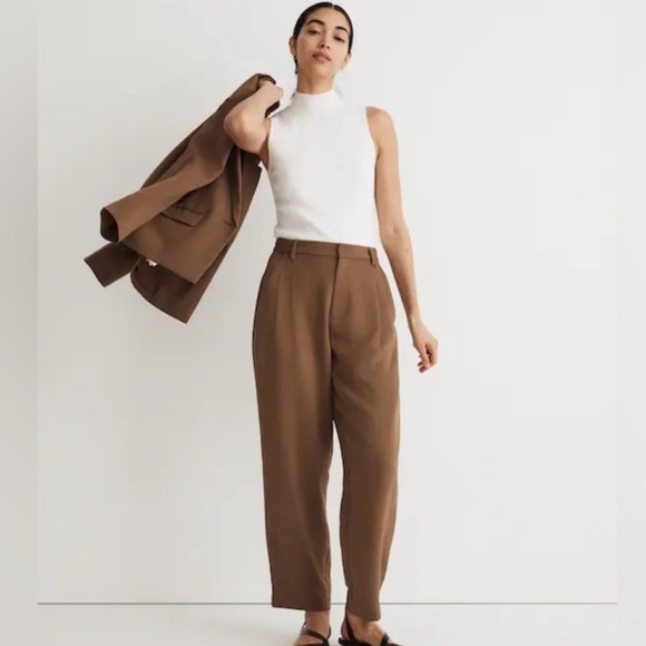 Madewell Pants - Madewell Brown High-Waist Tailored Trousers